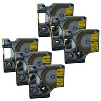 QPMY 6 Pack 18056 S0718310 Black on Yellow Heat-Shrink Tube Compatible for DYMO Rhino IND Label Tape 1/2" x 5'