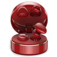Red True Wireless Earbuds Bluetooth 5.0, with Makeup Mirror, Headset with Mic, Piano Paint Charging Case, 3-4H Continuous Playtime, IPX7 Waterproof, Bluetooth Earbuds for iPhone/Android Phone