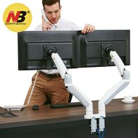 NB North Bayou Dual Monitor Desk Mount Stand Full Motion Swivel Computer Monitor Arm fits 2 Screens up to 32'' 19.8lbs Each Monitor（White）