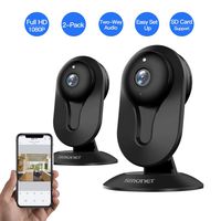 SMONET Security Camera Wireless, Home Security IP Camera with Two-Way Audio, Night Vision, Full HD 1080P 2.0 Mega-Pixel Indoor Surveillance Camera for Elder/Baby/Nanny/Pet Monitor (Black, 2 Packs)