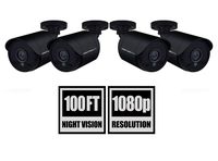 Night Owl Security 4 Pack Add-on HD Analog 1080P HD Wired Security Bullet Cameras (Black)