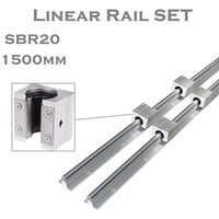 CNCCANEN Linear Rail SBR20-1500mm 2Pcs Linear Rail Guide Shaft and 4X SBR20UU Block Bearing Linear Slide Guide for CNC DIY