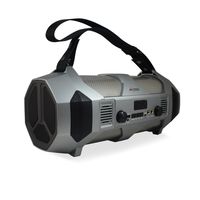 AXESS SPBT1064 Portable Indoor/Outdoor Bluetooth Media Speaker with Built-In RGB Light Effects Rechargeable Battery and Microphone/Guitar Inputs Black