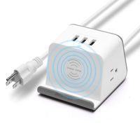 Wireless Charger Power Strip Surge Protector JACKYLED 4.8A USB Charging Station 2 Outlets 6.56ft Long Cord Lightweight Compact Desktop Outlet for iPhone XS, XS Max, XR, X, 8, Partial Samsung Galaxy