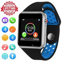 Smart Watch for Android,HongTu Waterproof Sport Smart Watches Touch Screen with Camera Pedometer SIM TF Card Slot with Compatible iOS iPhone X 8 7 6 6S Plus Android Samsung for Women Man (Blue)