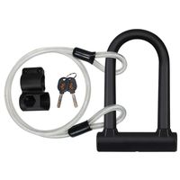 OSEIDOO Bike U Lock with Cable - 16MM Heavy Duty Bicycle with 4FT/1.2M Steel Flex Cable and Sturdy Mounting Bracket for Road Bike Mountain Bike Electric Bike Folding Bike