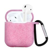 Urberry for AirPods Case Cover, Bling Glitter Silicon Protective Cover and Keychain for AirPods Charging Case (Pink)