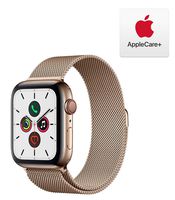 Apple Watch Series 5 (GPS + Cellular, 44mm) - Gold Stainless Steel Case with Gold Milanese Loop with AppleCare+ Bundle