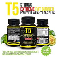 Strong T5 Thermogenic Fat Burner - Increases Energy And Metabolism Levels - 100% Natural And Safe Ingredients - Powerful Weight Loss Pills - Appetite Suppression Supplement 60 Vegetarian Capsules