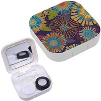 Portable Contact Lens Case Box Travel Kit Mirror + Bottle + Tweezers Container Holder [ Flowers Leaves ]