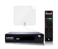 ATSC HD Digital TV Converter Box w/ 1080p HDMI Output, 50 Miles Over The Air(OTA) Flat Antenna & Amplifier, Daily/Weekly Scheduled PVR Recorder w. TV Control Learning Buttons (2019 Version) (White)