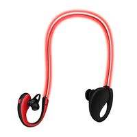 KOCASO Wireless Bluetooth LED Illuminated Glowing Sport Headset. 3D Sound, Built-in Mic, Headphone Earbuds Earphones. for Gym/Workout/iPhone/Samsung/iPad/Android/HTC/LG/Google- Red