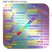 100"AUTHENTIC" VOIDABLE SQUARE SECURITY HOLOGRAM. Silver Security Holograms 0.55"(14mm) 3D Protective Stickers Tamper Evident.