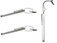 PHARRI 3-Pack Executive Stylus Pen Microfiber Mesh Tip for All Capacitive Touch Screen Smart Phones and Tablets - Silver Gold