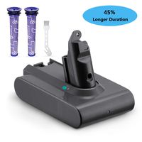 FirstPower 3.5Ah Dyson V6 Replacement Battery 21.6V Upgraded Li-ion for Animal Motorhead Absolute Slim, SV03 SV04 SV05 SV06 SV07 SV09, DC58 DC59 DC61 DC62 DC72 DC74, 2Filters & 1 Brush