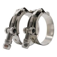 Roadformer 2.25" T-Bolt Hose Clamp - Working Range 64mm - 71mm for 2.25" Hose ID, Stainless Steel Bolt, Stainless Steel Band Floating Bridge and Nylon Insert Locknut (64mm - 71mm, 2 pack)