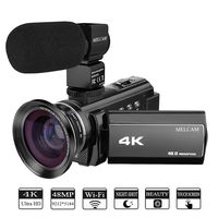 Video Camera 4K Camcorder Ultra HD 48.0MP 60FPS 3.0 inch 270 Degree Touch Screen, YouTube Vlogging Camera External Microphone and Wide Angle Lens, WiFi Function, Time-lapse, Night Vision