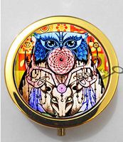 BlackKey Fancy Comic Cartoon Owls 3-Compartment Decorative Pocket Gift Box Case Organizer for Pill, Color 2 -186