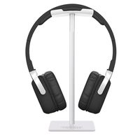Headphone Stand Headset Holder New Bee Earphone Stand with Aluminum Supporting Bar Flexible Headrest ABS Solid Base for All Headphones Size (White)