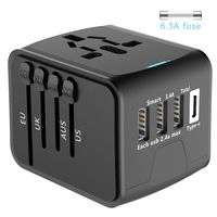Universal Travel Power Adapter, European Adapter, Max 2.4A USB Fast Charger, 3-USB and 1-Type C Port, Worldwide International Power Charger, AC Wall Plug Adapter - 1-Year Replacement Warranty
