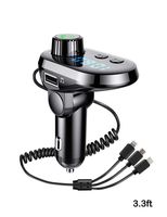 Bluetooth FM Transmitter for Car, Wireless Radio Adapter Car Kit with Fast Charger 3.1A, Support TF Card Slot USB Flash Drive and Handsfree Calling，with Lighting/Mirco/Type C Charging Port