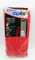 Cambridge Zipits Multi Purpose Cable Ties Zip Ties 8 Inch 50 Lb 100 Pieces Standard Duty Red