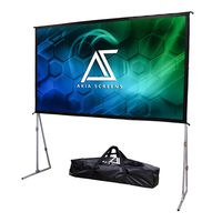 Akia Screens 145 in Indoor Outdoor Portable Projector Screen with Stand Carry Bag 16:9 8K 4K Ultra HD 3D Home Theater Adjustable Height Foldaway Easy Snap Aluminum Silver Projection Screen AK-OS145H1