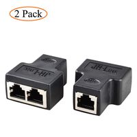 RJ45 Splitter, Ethernet Splitter 1 to 2 Connector for RJ45 Cat5/Cat5e/Cat6/Cat7 Cable -2 Pack, hehuangTech Cat6 Splitter.