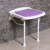 JCWANGDEFU Folding Shower Seat Wall Mounted Bathroom Safety Stool Chair, with Support Legs, Load of 660 lbs, 15"(L) 14"(W), Purple, 17.7" Fixed