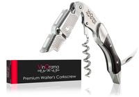 VinOrama Waiters Corkscrew Ebony Wood Inlay 3-in-1 Wine Opener, Beer Bottle Opener and Foil Cutter, The Best Choice of Professional Waiters and Bartenders Around the Globe