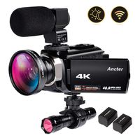 4K Video Camera Zohulu Camcorder, WiFi Vlogging Camera for YouTube with Microphone, 60FPS 48MP Ultra HD 16X Digital Zoom Night Vision Camera with IR Flashlight, Wide Angle Lens (2 Batteries Included)