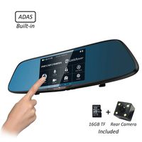 GeekRover Rearview Mirror Dash Cam 1080P Dual LENs Recorder, 5" IPS Touch Screen Dash Camera Front and Rear, Built-in ADAS Anti-Glare Mirror Night Vision Back-up Monitor 16GB SD card included (RM85-D)