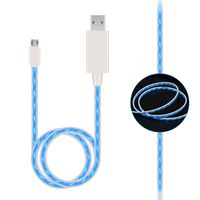 EL-AURORA Micro USB Cable，3 Ft Visible Flowing EL LED Light Charging Cable & Sync Data for Samsung, HTC, Android Smartphones and More (White)
