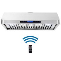 Cosmo QS90 36-in Under-Cabinet RangeHood 900-CFM | Ducted / Ductless Convertible Duct , Wireless Kitchen Stove Vent with LED Light , 4 Speed Exhaust , Fan Timer, Permanent-Filter ( Stainless Steel )