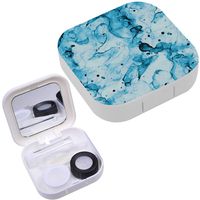 Portable Contact Lens Case Box Travel Kit Mirror + Bottle + Tweezers Container Holder [ Watercolor Sea ]