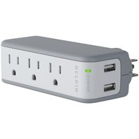 Belkin Mini 5W 3-Outlet Swivel Travel Charger with Dual USB Ports