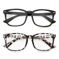 Blue Light Blocking Glasses 2 Pack Anti Eye Strain Minimize Headache UV Blocking Computer Reading Gaming Eyeglasses, Men/Women (Black&Leopard)