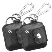 Fintie (2 Pack) Case with Carabiner Keychain for Tile Mate, Tile Pro, Tile Sport, Tile Style Key Finder Phone Finder, Anti-Scratch Vegan Leather Protective Skin Cover, Black