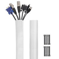 Kootek 118-Inch Cable Management Sleeves with Cable Ties, Neoprene Cable Organizer Cord Cover Wire Hider for TV Computer Office Theater (White, Large)