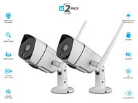 Vimtag B3 [2 Pack] White Outdoor Camera, Wi-Fi, Video Monitoring, Surveillance, Security Camera, Plug/play, Night Vision
