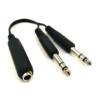Riipoo 6.35mm Splitter - 6 inch Dual 1/4" TRS 6.35mm Stereo Jack Male to 1/4" 6.35mm Jack Female Audio Adapter Splitter Cable Cord (2 x 6.35 AM / 6.35 FM)