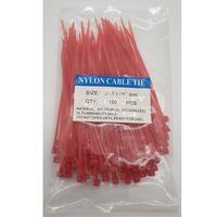 SYD 4 Inch length, 18lb Small size Self Locking Nylon Cable Zip Ties Colors (Red) -100packs