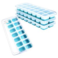 OMorc Ice Cube Trays 4 Pack, Easy-Release Silicone and Flexible 14-Ice Trays with Spill-Resistant Removable Lid, LFGB Certified & BPA Free, Stackable