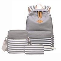 Sammid Casual Bookbags Set for Boys,Fashion Lightweight 3pcs/Set Canvas Student Backpack Fits 14 inch Laptop with Smooth Zipper Shoulder Bag and Pen Case School Backpack for Teen Girls Boys - Gray