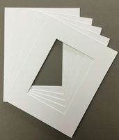 Pack of 5 8x10 White Picture Mats with White Core, for 4x6 Pictures