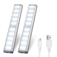 Motion Sensor Cabinet Lights,USB Rechargeable 20 LED Portable Cordless Closet Lighting,Wireless Under Counter Light Bar, Magnetic Removable Stick-On Anywhere for Wardrobe/Cupboard/Stairs (2 Pack)