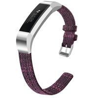 OenFoto Bands Compatible Fitbit Alta HR/Fitbit Alta/Ace, Adjustable Nylon Wristband Replacement Watch Band Strap Accessory Bracelet for Fitbit Alta HR/Fitbit Alta Smart Watch, Black/Purple Small
