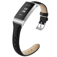 NAHAI Bands Compatible with Fitbit Charge 3 / Charge 3 SE, Slim Narrow Breathable Canvas Fabric Replacement Bands Thin Sport Strap Accessories for Fitbit Charge 3, Women Men, Large, Black