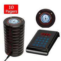 Chunhee Restaurant Pager System Long Range Portable Wireless Calling System with 10pcs Coaster Pagers 1 Waterproof Keypad for Restaurant Clinic Church Cafe Shop