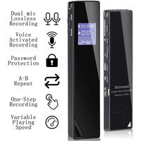Digital Voice Recorder, Retround Audio Recorder 16GB Activated Recorder with Playback for Lectures Meetings, Class, Interviews, Dual Microphone One Step Recording Rechargeable Lossless Stereo HD